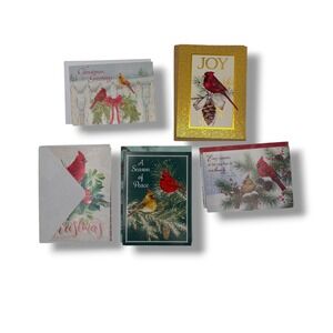 Christmas Cards Lot Cardinal Bird Holiday Greeting Cards Set Vintage Winter